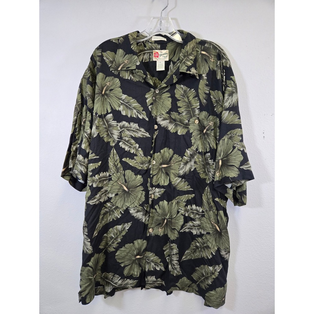 Hilo Hattie Tropical Hibiscus Palm Leaf Floral Aloha Hawaiian Shirt XL